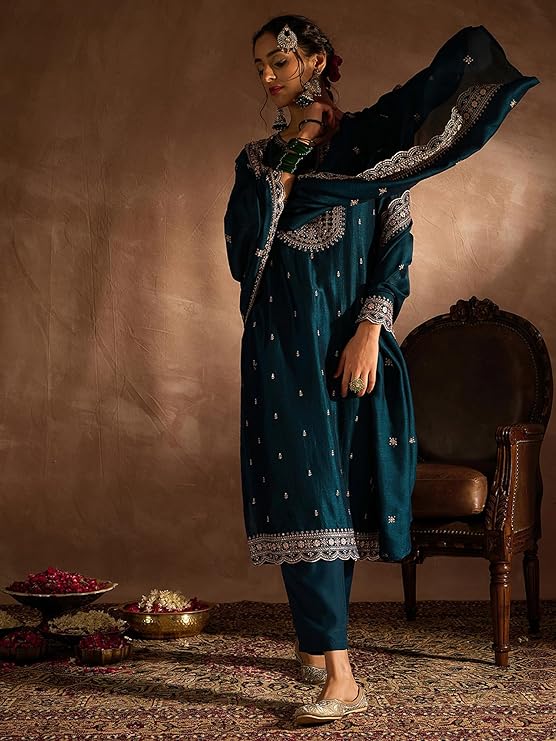 Kurta Pant Set for Women - INDO ERA Embroidered Set
